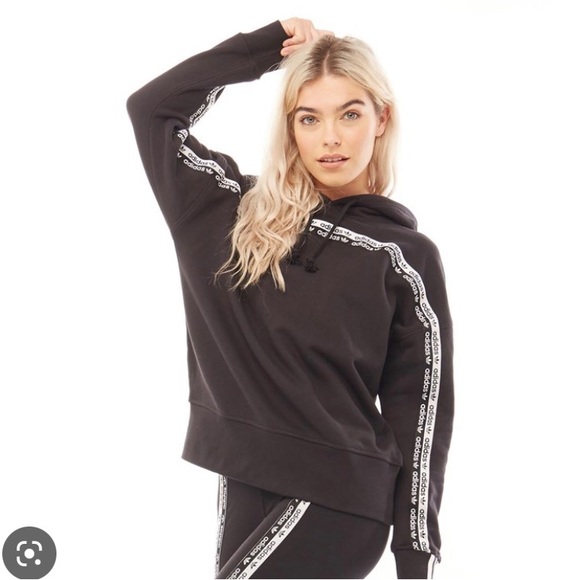 Adidas originals RYV tape hoodie & sweat pants tracksuit w logo tape detail - Picture 3 of 12